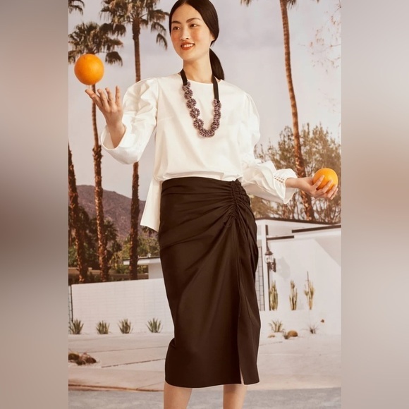 Carolina Herrera | Resort Runway Draped Midi Skirt in Black - Picture 11 of 11